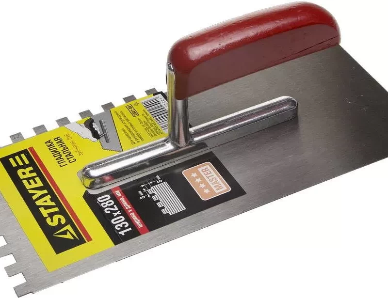 Гладилка  "MASTER" стальная с деревянной ручкой, зубчатая,