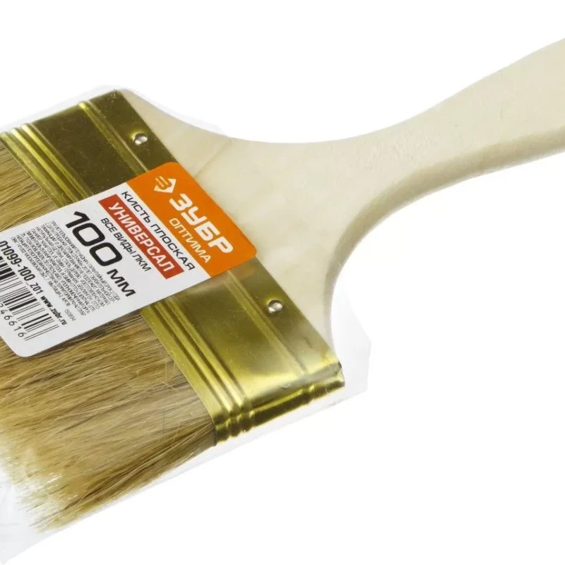 Кисть плоская  "УНИВЕРСАЛ-ОПТИМА", светлая щетина, деревянная ручка,