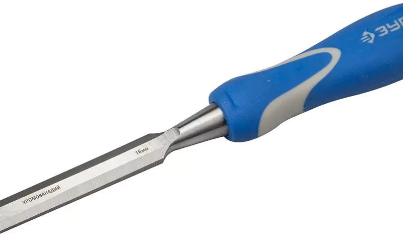 Стамеска с ударопрочной двухкомпонентной ручкой и стальным затыльником для ударных работ,