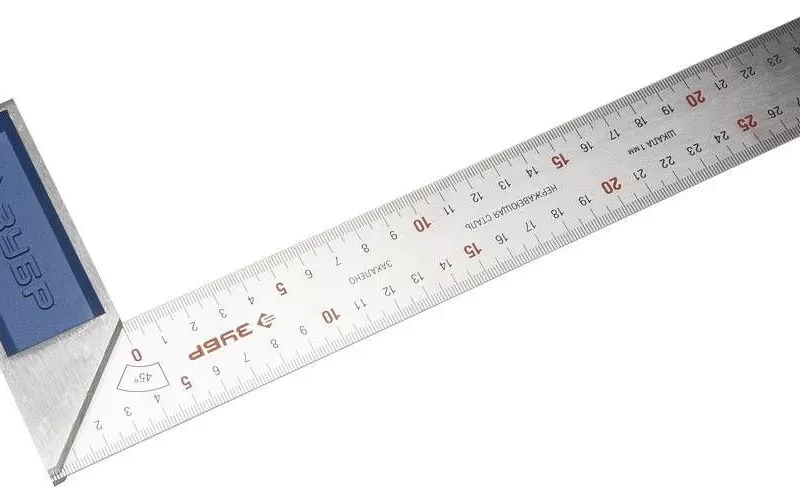 Угольник  "ЭКСПЕРТ" столярный, гравированная шкала, алюминиевая рукоятка, нержавеющее полотно